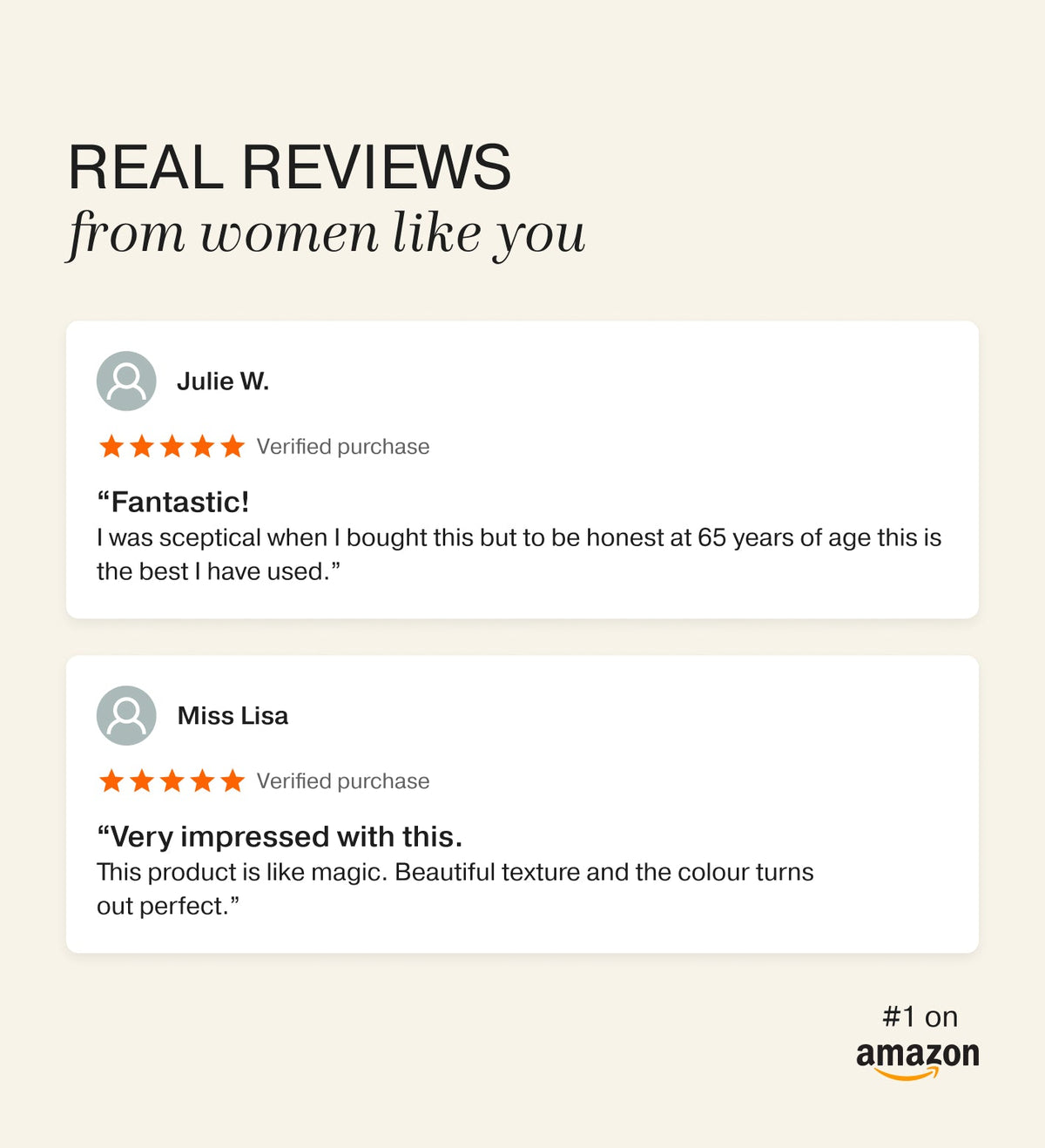 Five-star Amazon reviews for Meroda Cosmetics Changing Foundation praising its perfect color and texture.
